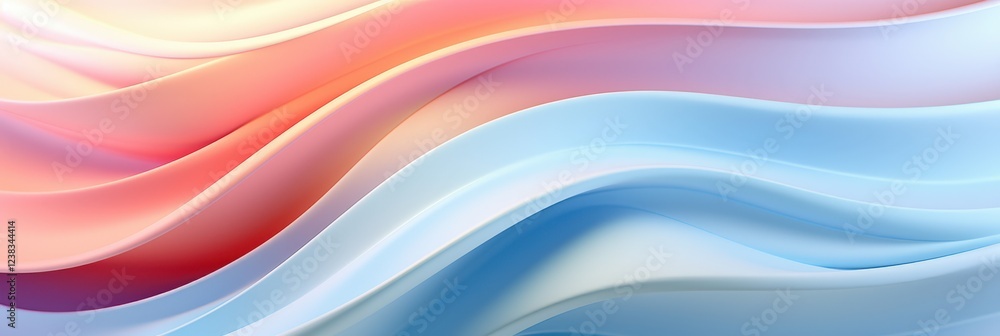 Poster abstract 3d waves in pastel colors design with smooth curves for background and texture in soft tone