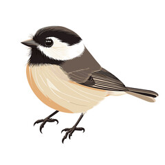 Vector drawing of black-capped chickadee bird Poecile atricapillus nature design element isolated on a white background
