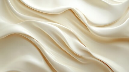 Obraz premium Cream silk fabric drapes, studio shot, elegant waves, background blur, textile design