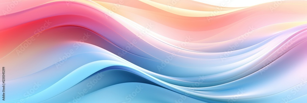 Poster abstract 3d wavy background with pastel colors reflecting soft light and fluid motion ideal for mode