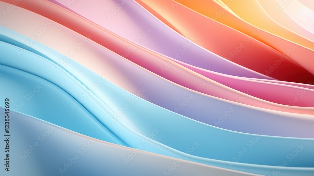 Poster abstract 3d waves in soft pastel colors creating a serene and dreamy atmosphere for visual art and d