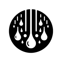 Abstract Water Droplets Flowing: A Circular Minimalist Design.  Monochrome Graphic Art, Vector Illustration, Simple and Elegant Pattern, Clean Texture.
