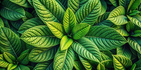 Fototapeta premium Aerial Drone Shot of Lush Green Leaf Texture Background - Nature Photography