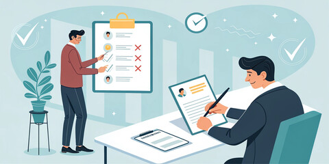 Fototapeta premium A Businessman Signing an HR Document for Human Resource Management