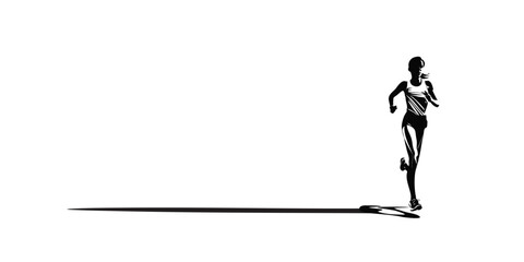 Running Woman Silhouette - Female Runner Illustration