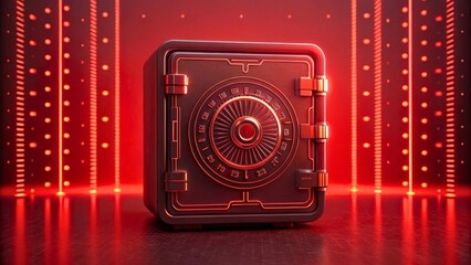 Digital Safe with Bright Neon Lights in a Modern Setting Showing Security and Protection Concept