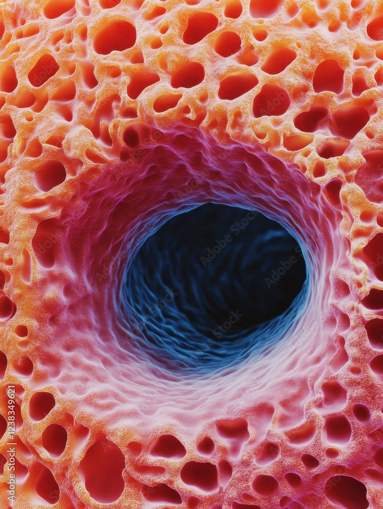 Poster an abstract depiction of a vibrant colorful cellular structure showing intricate details and pattern