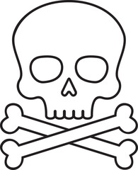 Skull and Crossed Bones Black and White. Vector Illustration.