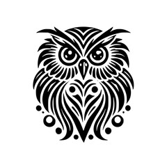 Fototapeta premium Striking Black and White Owl: Geometric Tribal Bird Art Design