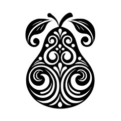 Elegant Black and White Pear Fruit Design: A Decorative and Stylish Vector Illustration