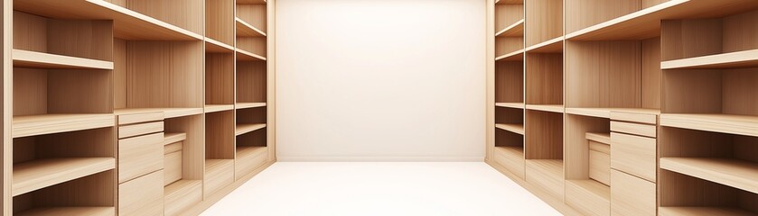 Obraz premium A modern minimalist white walk-in closet.