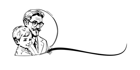 Happy Father's Day - Hand-Drawn Father and Son Artwork