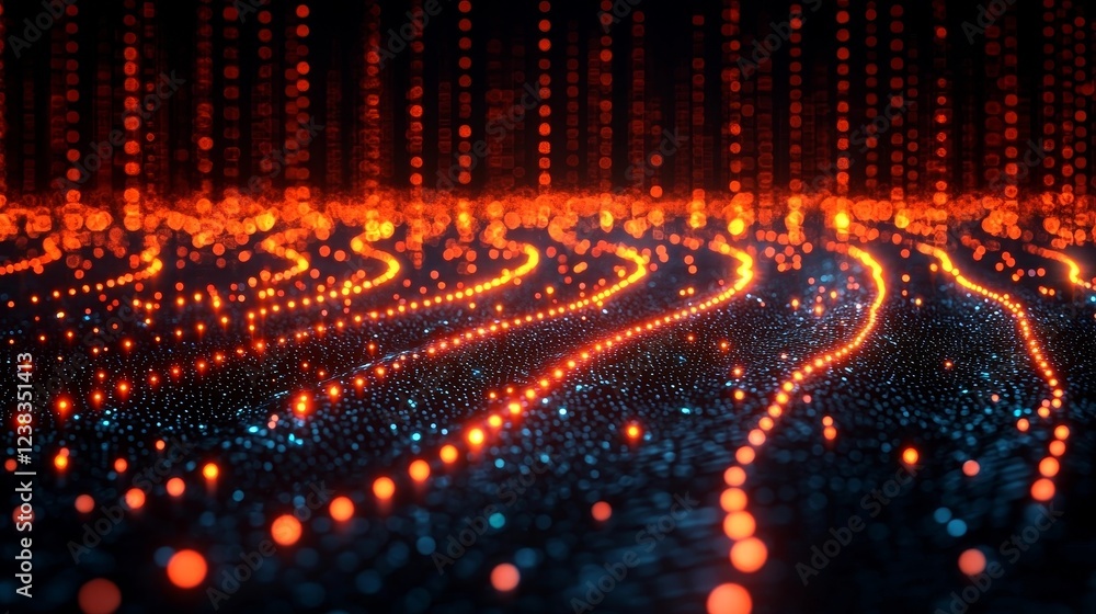 Aufkleber interconnected data streams dynamic infographic of business supply chain
