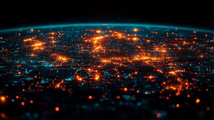 Vibrant Global Map Showcasing Dynamically Lit International Supply Chain Networks