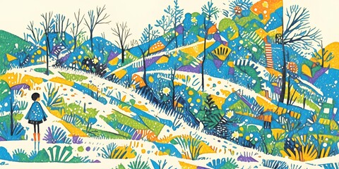 Colorful children drawing illustration