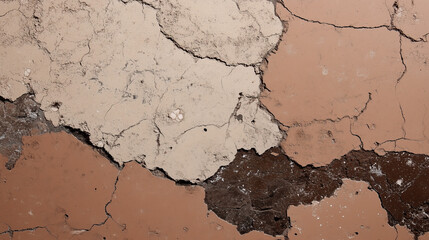 Fototapeta premium Cracked Mocha Mousse textured wall with peeling paint layers