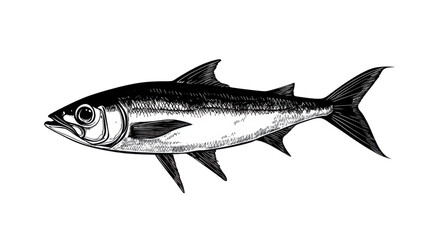 Obraz premium Vintage illustration of a fish swimming on transparent background