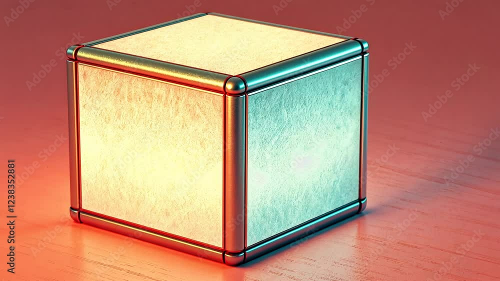 Poster technology background concept, glowing cube with a soft light effect
