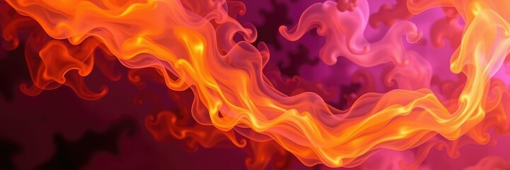 Fototapeta premium Swirling clouds of orange and purple gas, starburst, purple mist