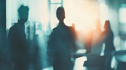 Silhouette Business People Meeting Office Teamwork Collaboration Modern Corporate Professional Success Strategy Discussion Team Blurred Background    