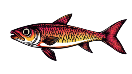 Colorful fish illustration swimming with transparent background