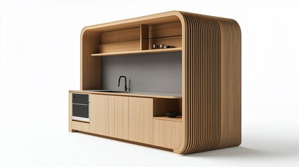 Obraz premium A styled kitchen counter against a white background.