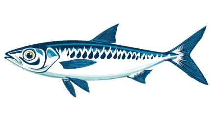 Blue fish swimming underwater with transparent background