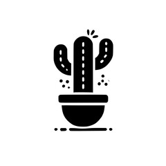Road Cactus: Minimalist Black and White Desert Plant Illustration
