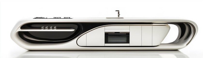 Obraz premium A styled kitchen counter against a white background.