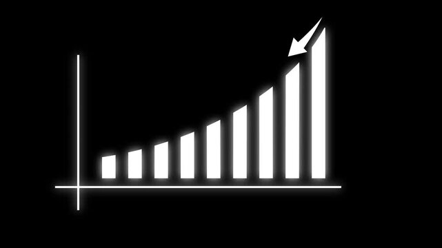Animated down graph icon designed in flat icon style, business or finance concept icon.Business loss concept on black background.