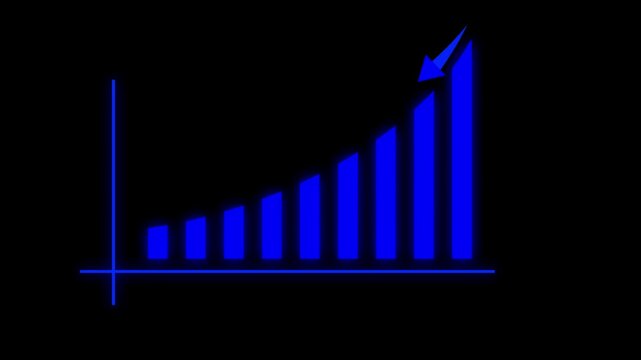 Animated down graph icon designed in flat icon style, business or finance concept icon.Business loss concept on black background.