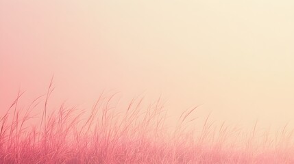 Obraz premium Soft Pink Grass Meadow Sunset Pastel Nature Background Scenic Summer Elegant Romantic Calm Peaceful Serene Tranquil Beautiful Sky Landscape 