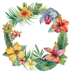 PNG Tropical floral wreath illustration