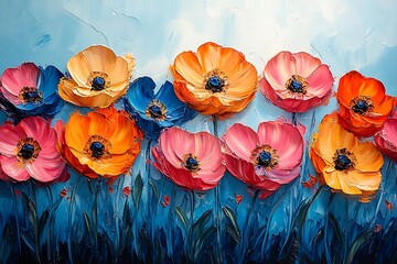 Vibrant Impasto Flowers in a Bold Artistic Style