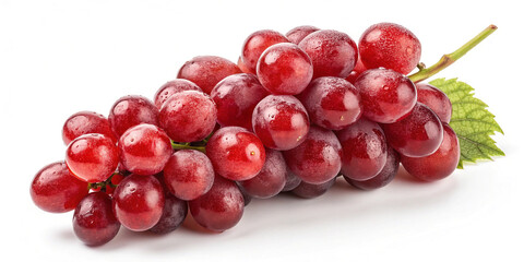 Fototapeta premium A Bunch of Red Grapes Isolated on a White Background, Perfect for Healthy Snacking