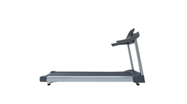 Modern treadmill isolated on transparent background for fitness concepts