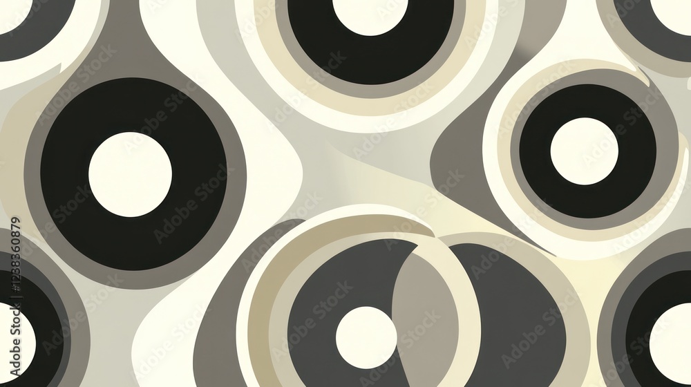 Poster abstract swirling monochrome circles pattern background texture