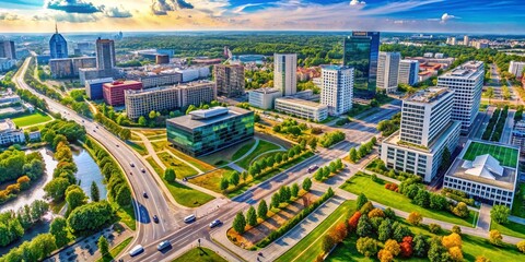 Fototapeta premium Aerial View of an Organized Business District