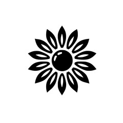 Black and White Minimalist Flower Graphic: Simple Floral Design, Nature Symbol, Abstract Geometric Pattern, Vector Illustration