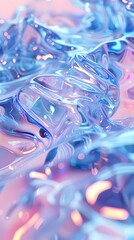 A blue and purple image of a wave with a shiny, reflective surface