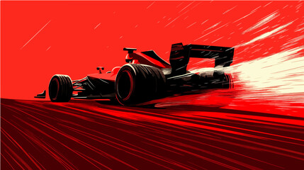 Racing car illustration. Formula one. Motorsport.	