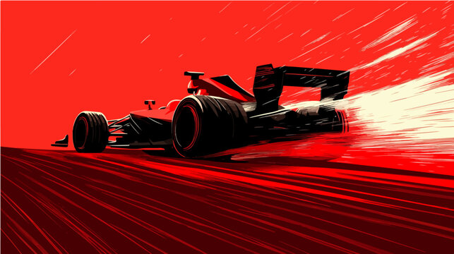 Racing car illustration. Formula one. Motorsport.	