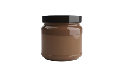 Chocolate spread jar packaging mockup with transparent background