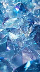 A close up of a blue crystal with a shiny, reflective surface