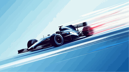 Racing car illustration. Formula one. Motorsport.	