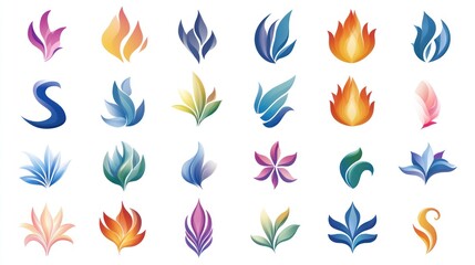 Colorful abstract flame logo design collection