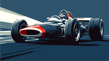 Racing car illustration. Formula one. Motorsport.	
