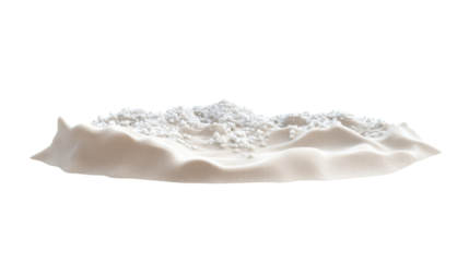 Snow falling on sand dune creating winter wonderland on transparent background