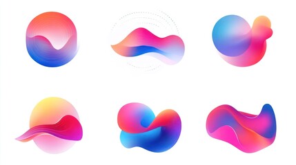 Colorful abstract liquid shapes design elements collection