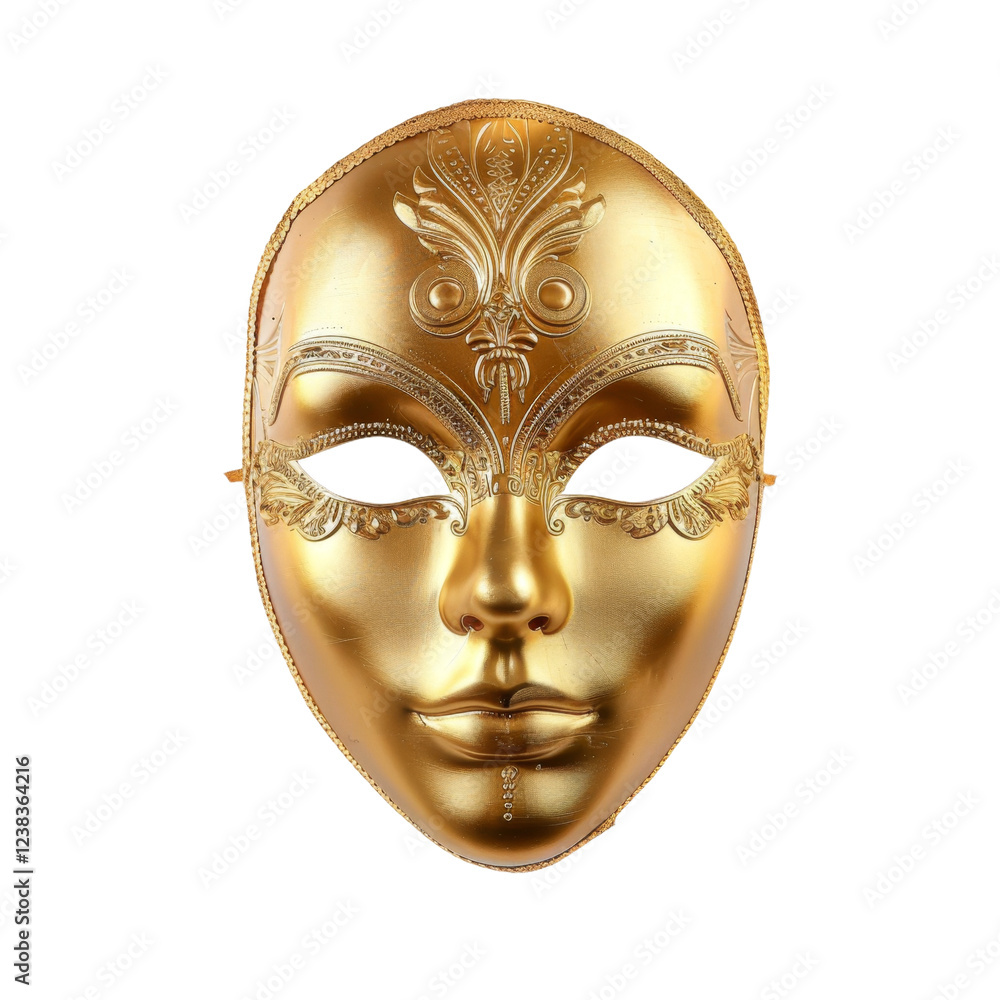 Poster elegant gold mask with detailed patterns and intricate design elements
